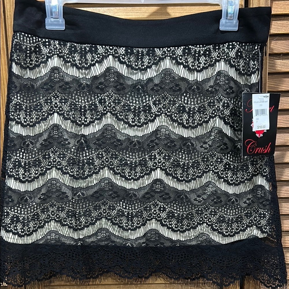 Embellished Black and White Mini Pencil Skirt